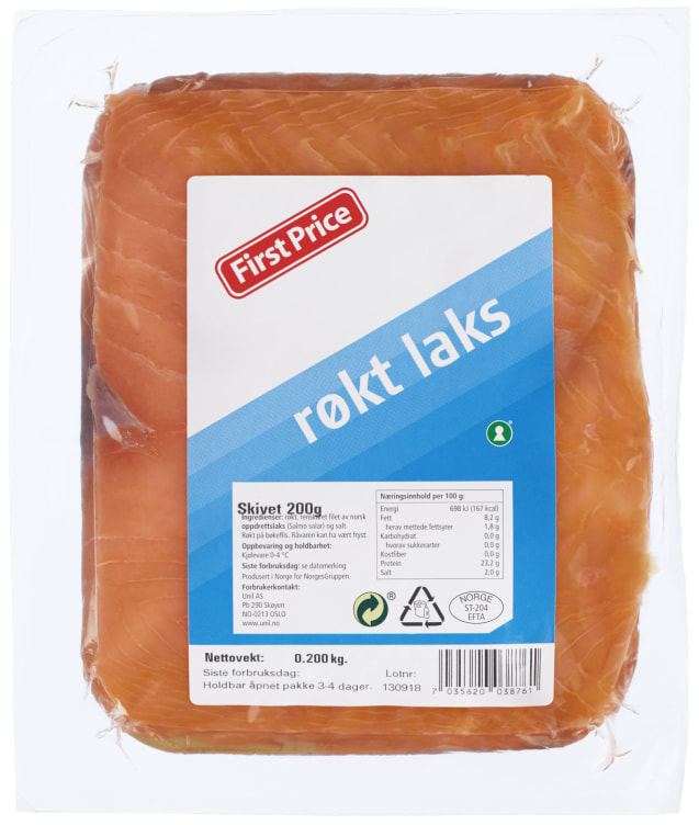 Laks Røkt skivet 200g First Price