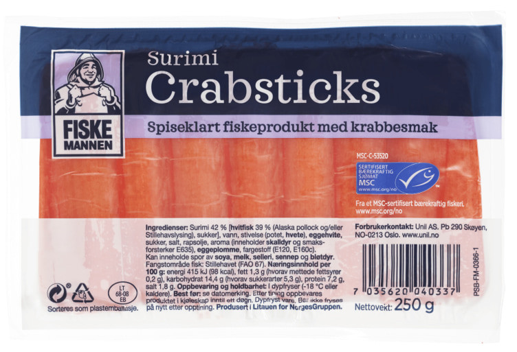 Crabsticks Msc 250g Fiskemannen