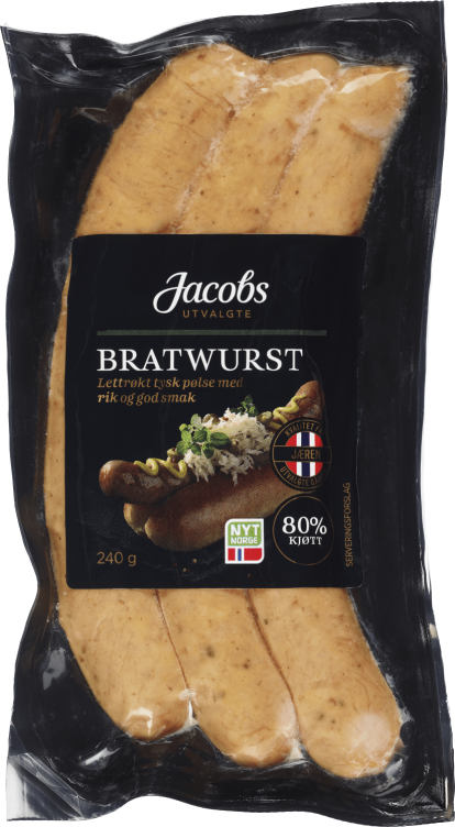 Bratwurst 80% 240g A.Idsøe/Jacobs Utvalgte