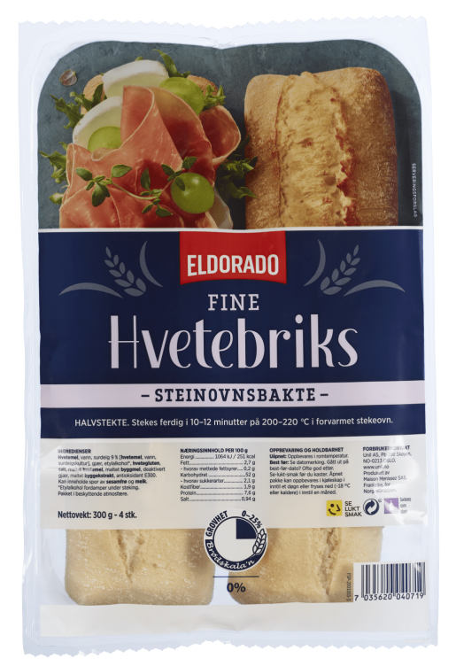 Hvetebriks Steinovnsbakt 4x75g Eldorado