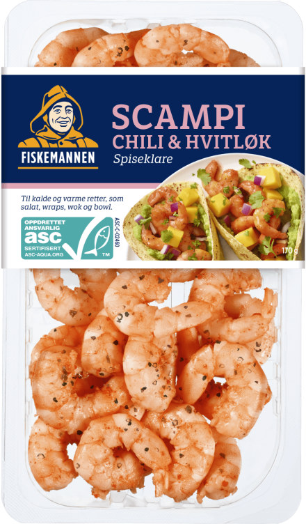 Scampi Chili Hvitløk Asc 170g Fiskemannen