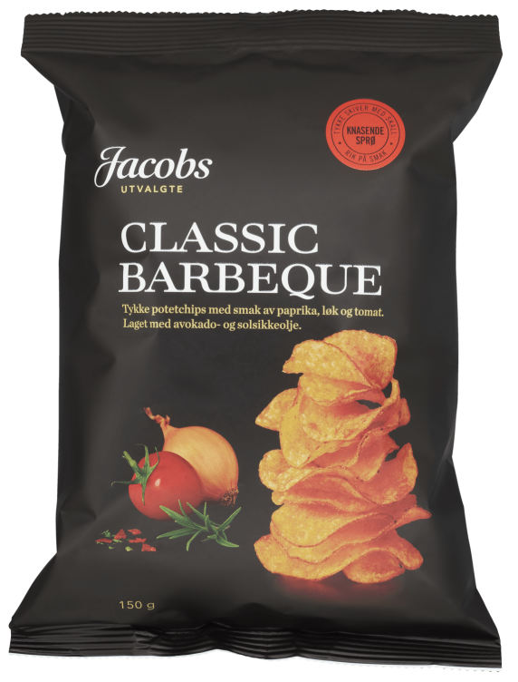 Potetchips Tykke Classic Barbeque 150g Jacobs