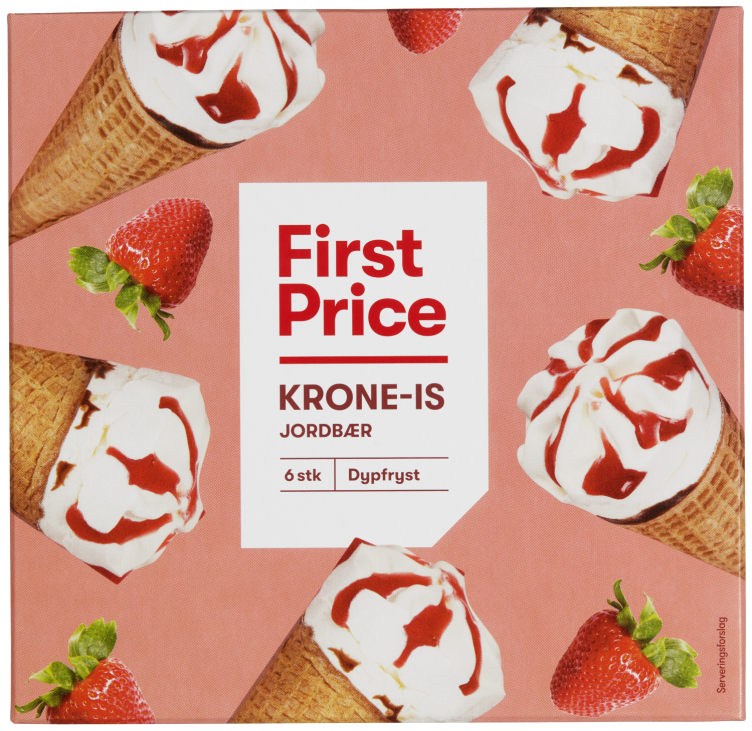 Krone-Is Jordbær 6stk First Price