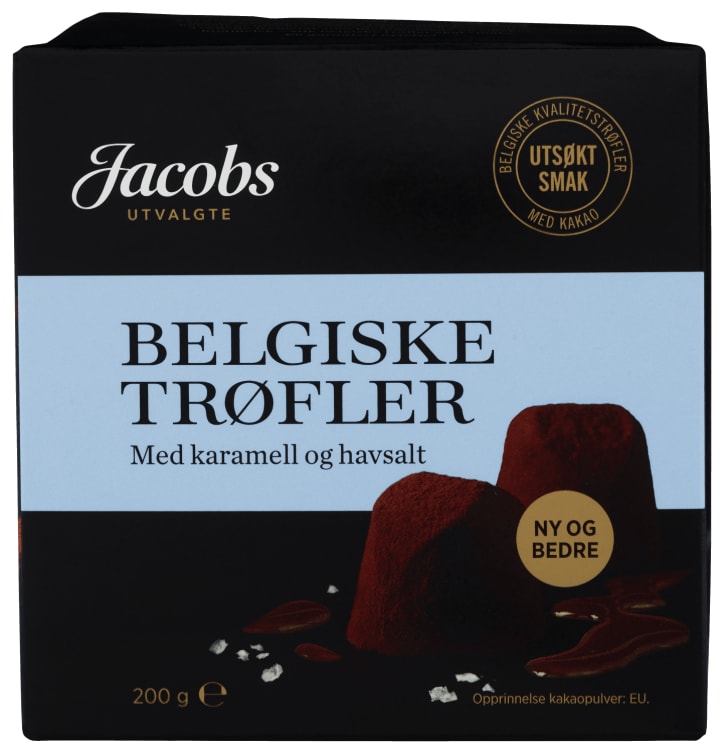 Belgiske Trøfler Karamell&Havsalt 200g Jacobs