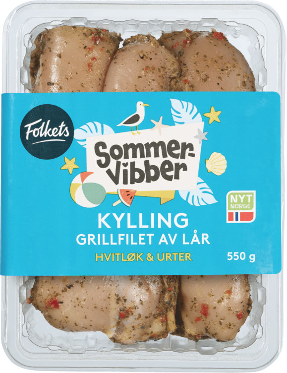 Kylling Grillfilet Av Lår Hv.Løk&Urter 550g Folkets