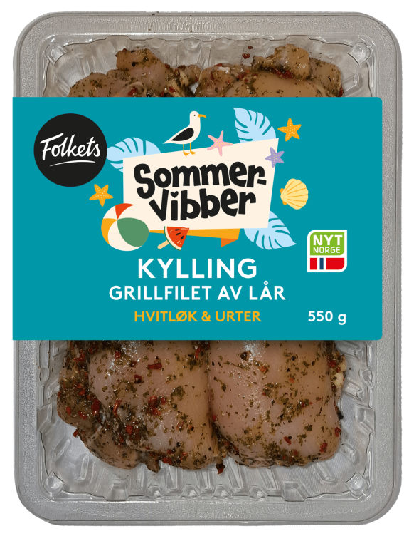 Kylling Grillfilet Av Lår Hv.Løk&Urter 550g Folkets