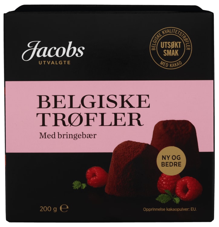 Belgiske Trøfler Bringebær 200g Jacobs Utvalgte