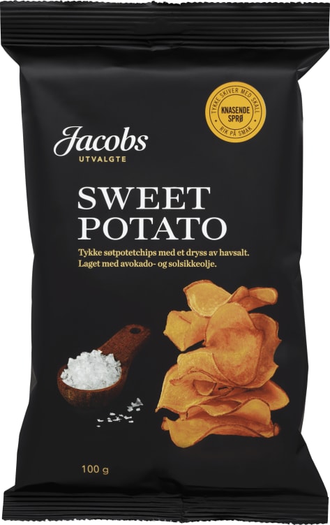 Søtpotetchips Tykke Havsalt 100g Jacobs