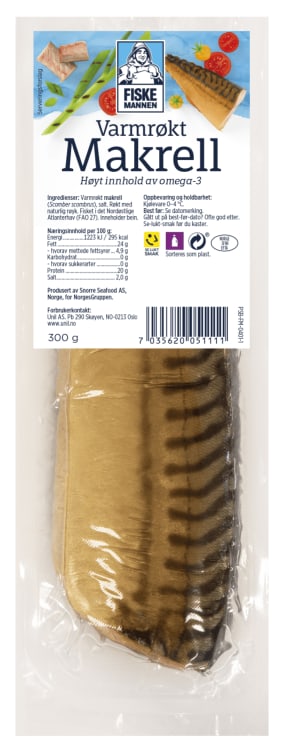 Makrell Varmrøkt 300g Fiskemannen