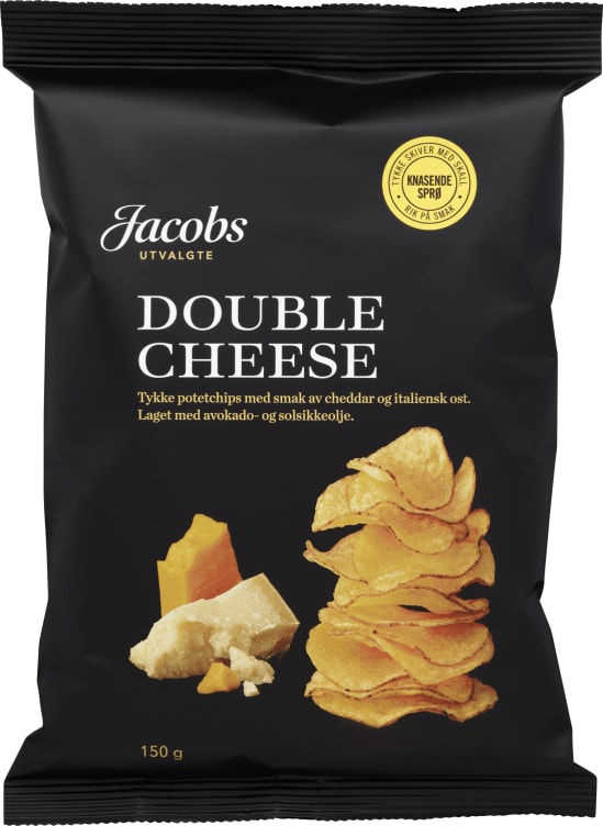 Potetchips Tykke Double Cheese 150g Jacobs