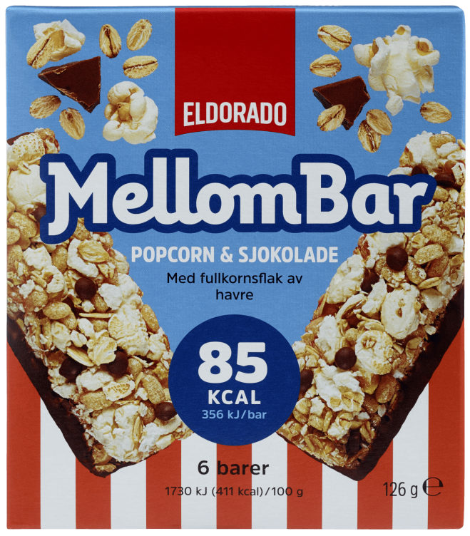 Mellombar Popcorn&Sjokolade 126g Eldorado
