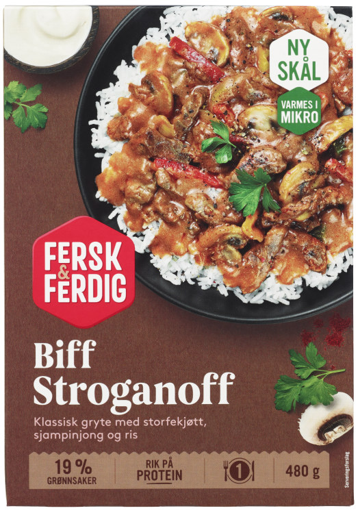 Biff Stroganoff m/Ris 480g Fersk & Ferdig