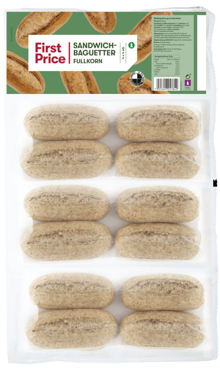 Sandwichbaguett Fullkorn 16pk First Price
