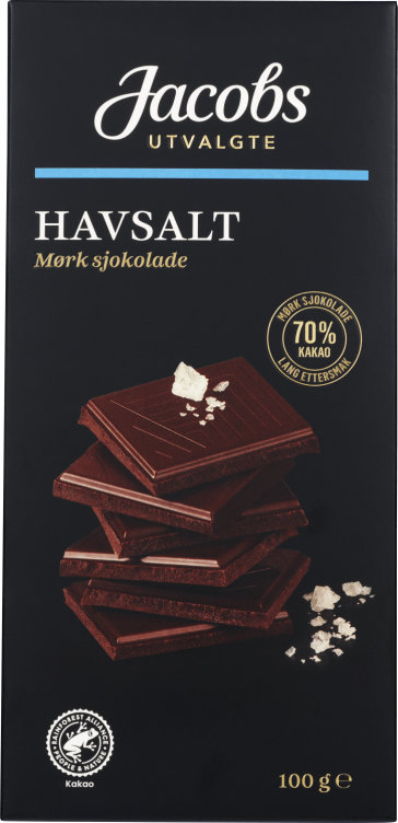 Sjokolade Mørk 70% Havsalt 100g Jacobs Utvalgte