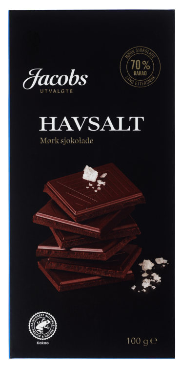 Sjokolade Mørk 70% Havsalt 100g Jacobs Utvalgte