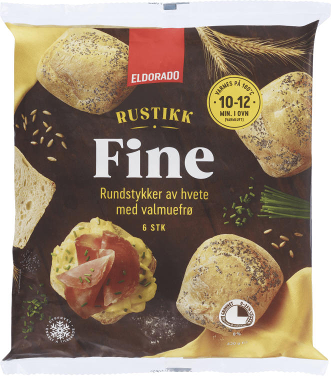 Fine Rundstykker Av Hvete m/Valmue Rustikk 420g