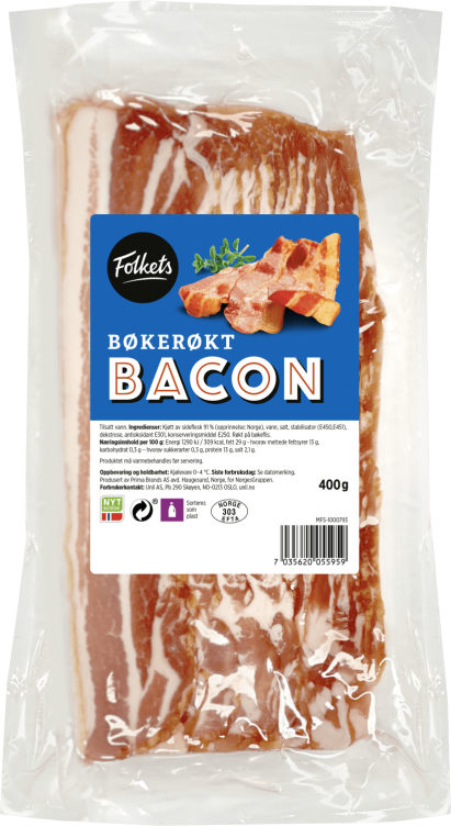 Bacon Bøkerøkt skivet 400g Folkets