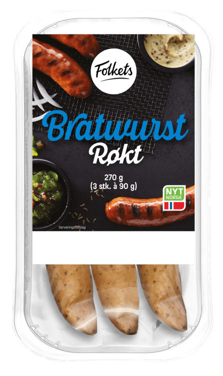 Bratwurst Røkt 270g Folkets