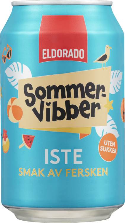 Iste Fersken u/sukker 0,33l boks Sommervibber
