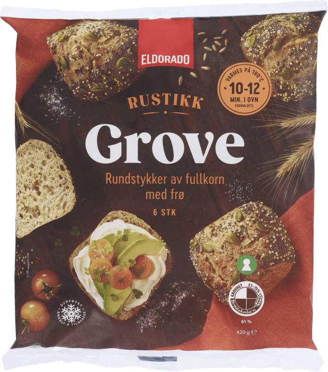 Rundstykker Grove Fullkorn m/Frø Rustikk 6stk 420g