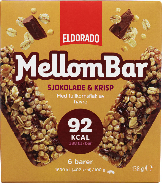 Mellombar Sjokolade&krisp 138g Eldorado