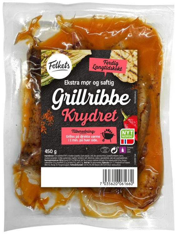 Svin Grillribbe Krydret Sous Vide 450g Folkets