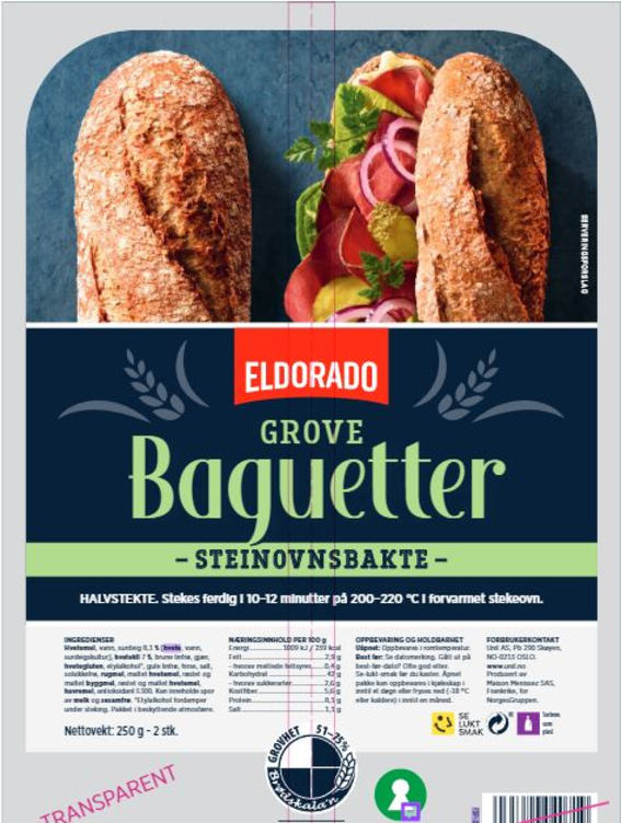 Baguette Grov Steinovnsbakt 2x125g Eldorado