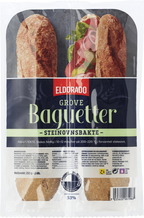 Baguette Grov Steinovnsbakt 2x125g Eldorado