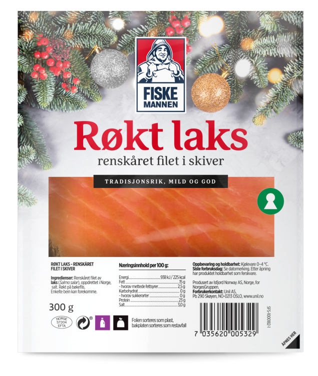 Laks Røkt skivet 300g Fiskemannen
