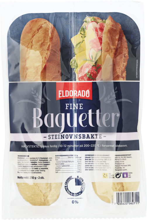 Baguette Fin Steinovnsbakt 2x125g Eldorado