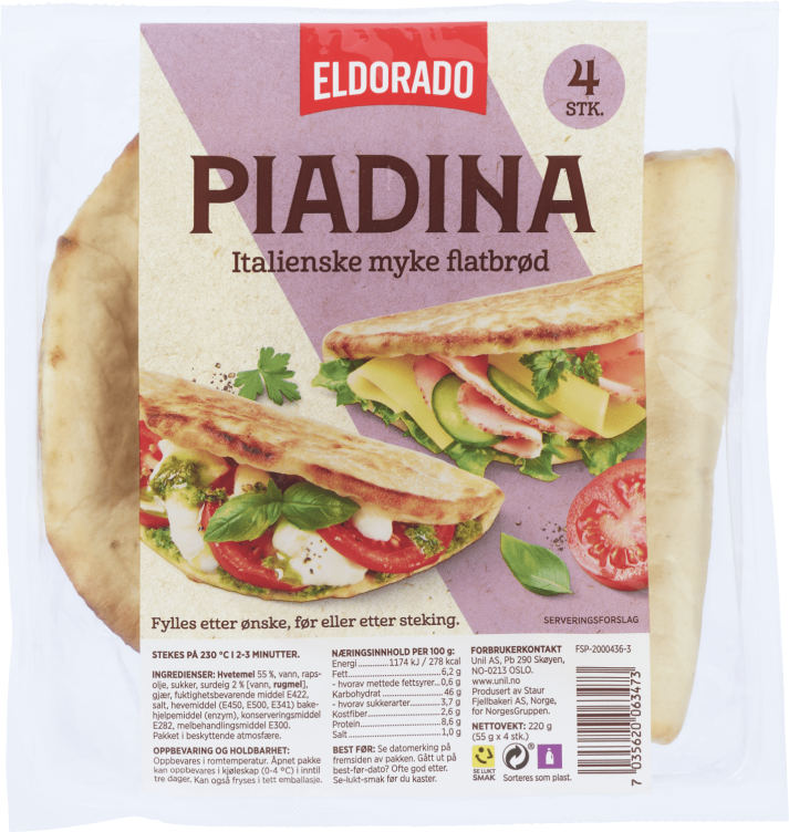 Piadina 4stk 220g Eldorado