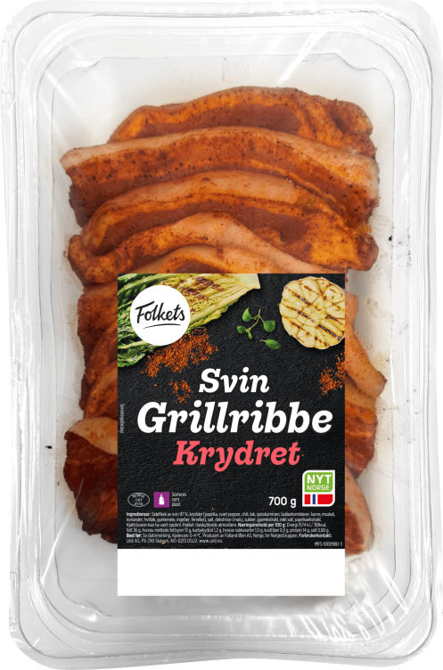 Svin Grillribbe Krydret 700g Folkets