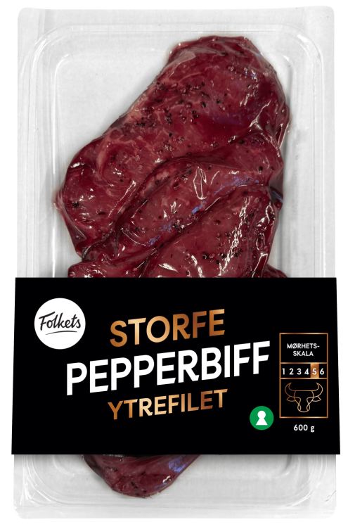 Storfe Ytrefilet Pepper 600g Folkets