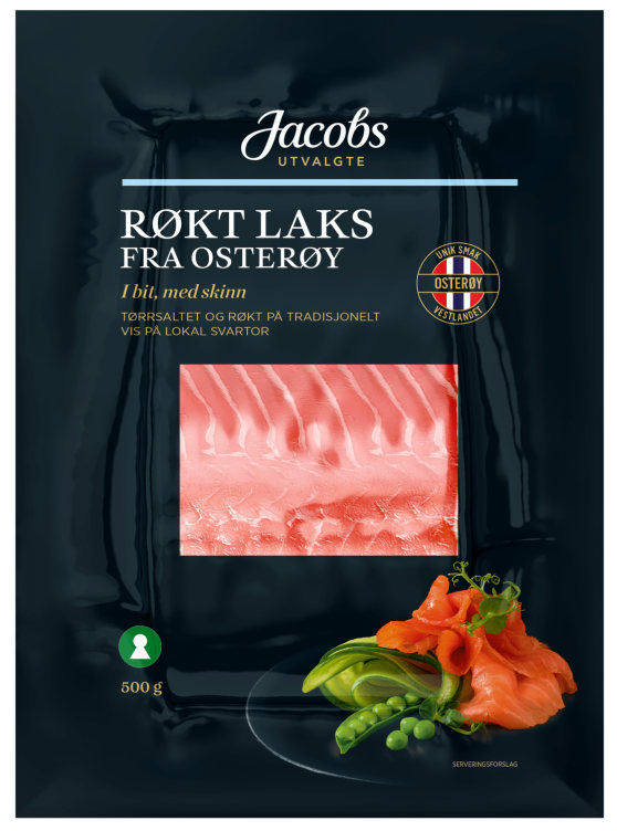 Laks Røkt i Bit 500g Jacobs Utvalgte
