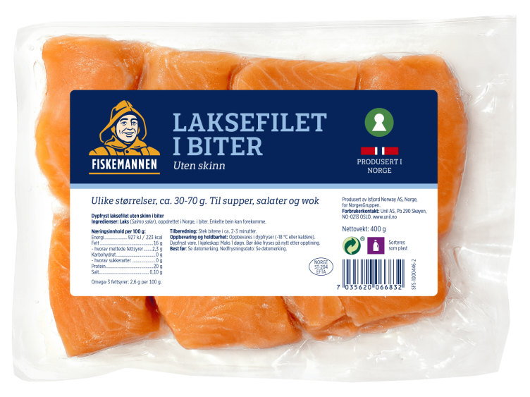 Laksefilet i Biter 400g Fiskemannen