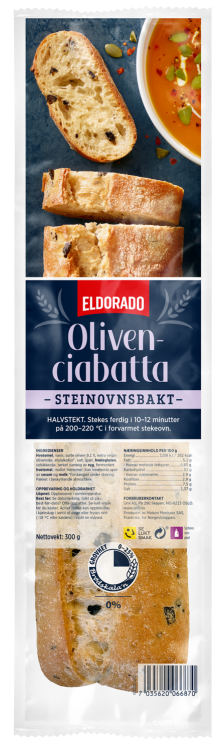 Ciabatta m/sorte Oliven 300g Eldorado
