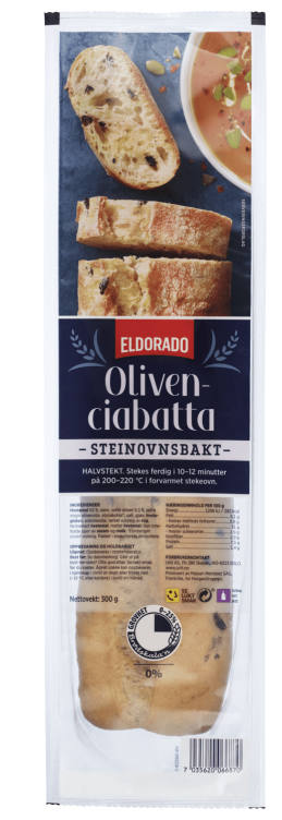 Ciabatta m/sorte Oliven 300g Eldorado