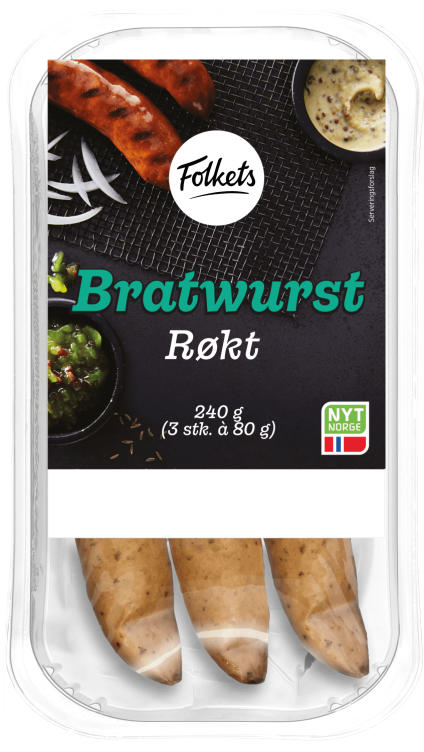 Bratwurst Røkt 240g Folkets