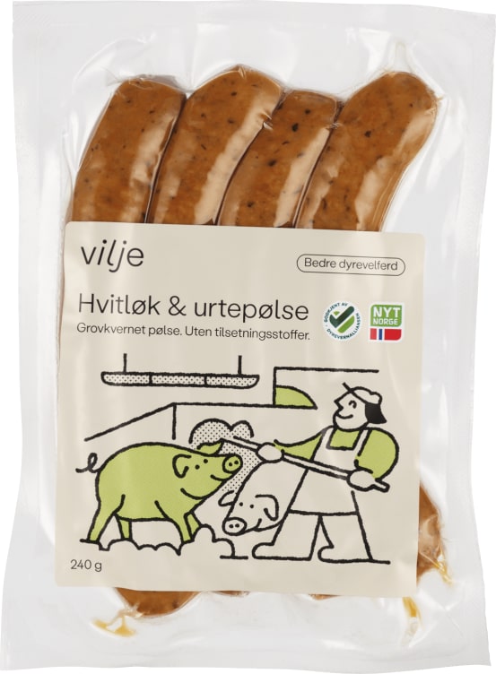 Pølse Hvitløk&urter 240g Vilje