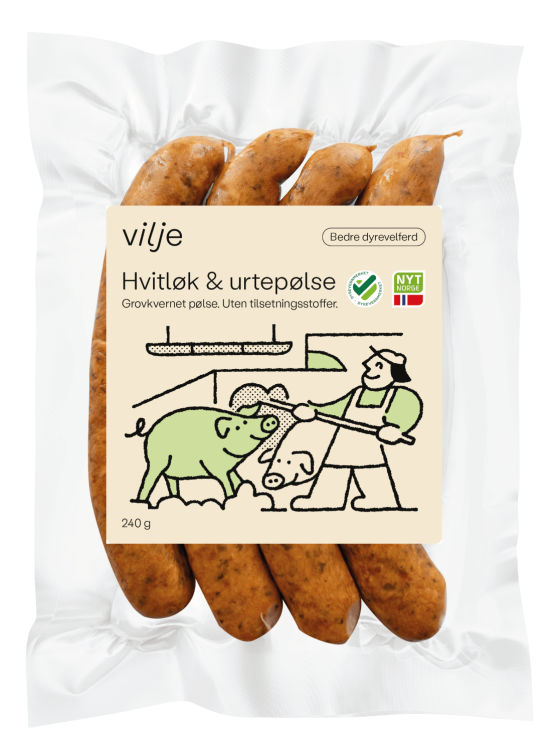 Pølse Hvitløk&urter 240g Vilje