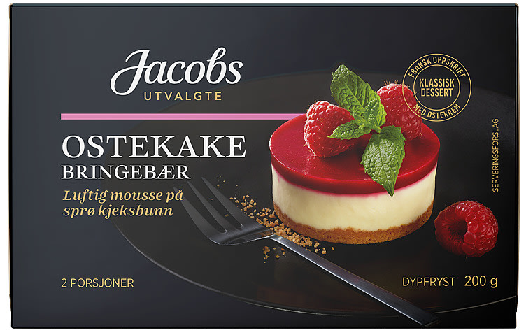 Ostekake Porsjon m/bringebær 200g Jacobs Utvalgte