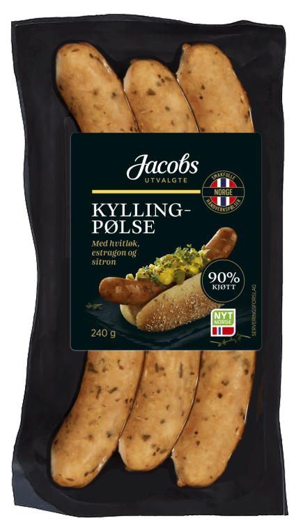 Kyllingpølse m/sitron 240g Jacobs Utvalgte