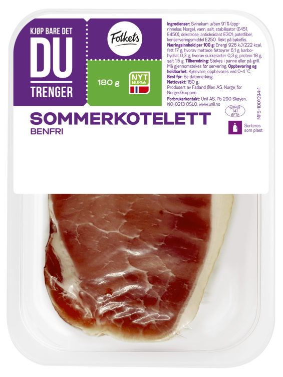 Sommerkoteletter Røkt u/ben 180g Folkets