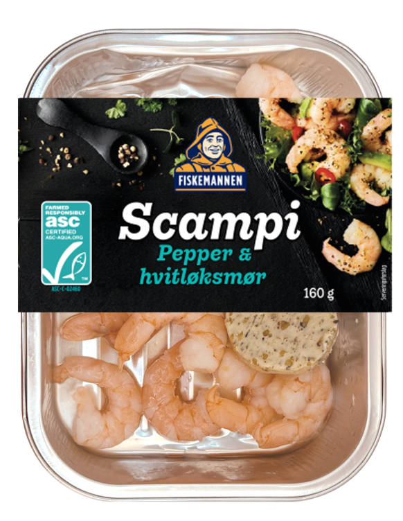 Scampi Asc m/Hvitløkssmør 160g Fiskemannen