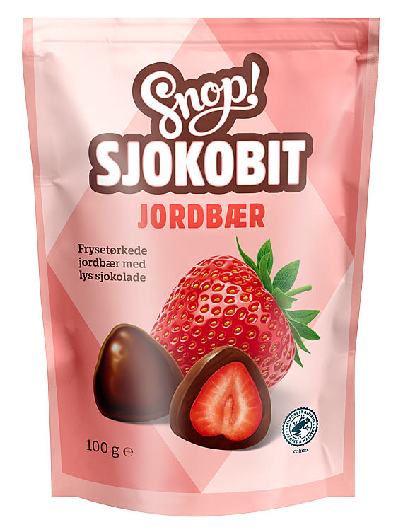 Sjokobit m/jordbær 100g Snop