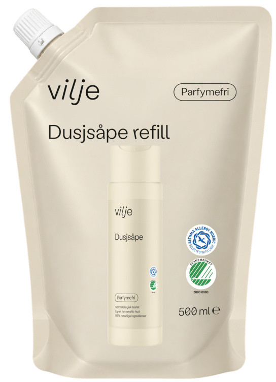 Vilje Dusjsåpe Parfymefri Refill 500ml