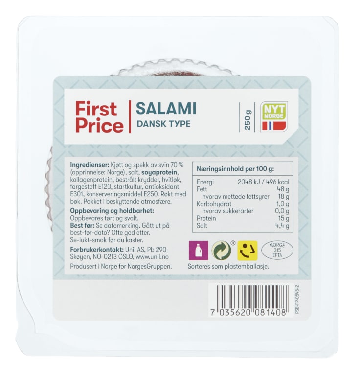 Salami Dansk Type 250g First Price