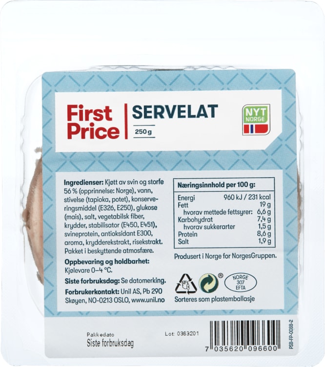 Servelat 250g First Price