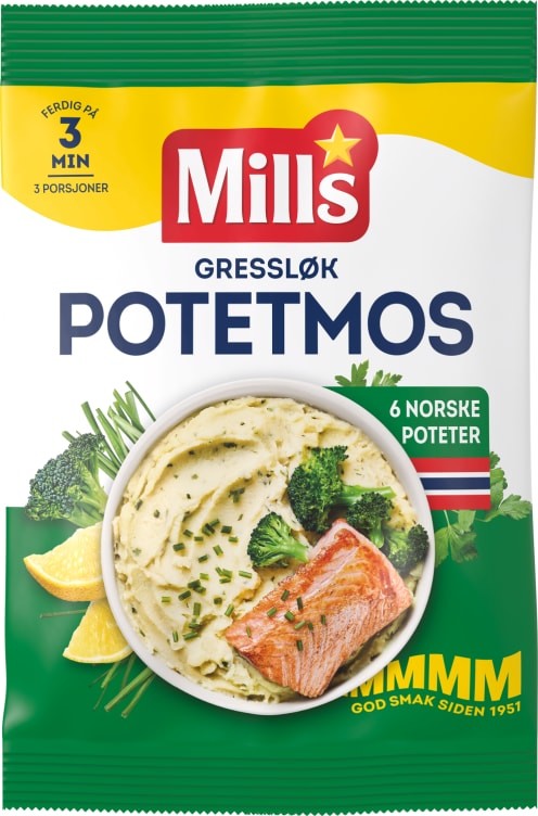 Potetmos m/Gressløk 90g Mills