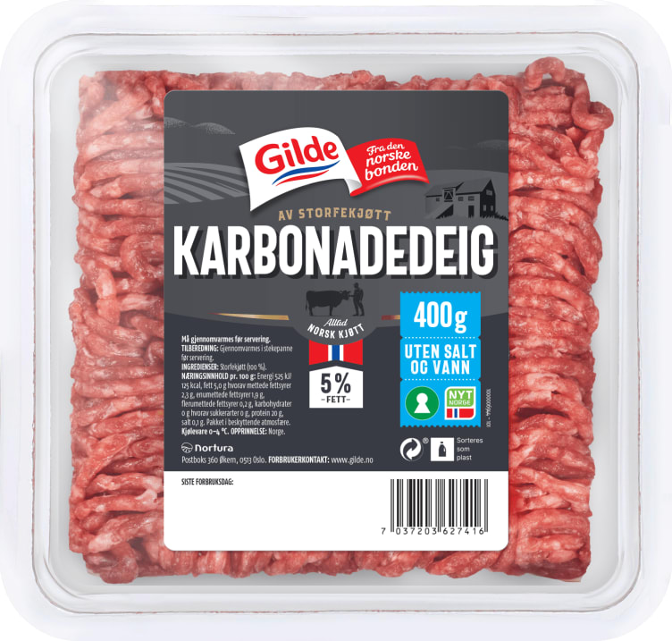 Karbonadedeig 5% u/Salt&Vann 400g Gilde